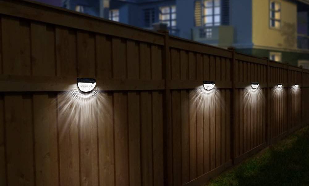 6 LEDs Outdoor Solar Light IP67 Waterproof 180° Wide Angle Super Bright Solar Deck Lights with Automatic Switching Light Sensor for Garden Driveway 6-Pack Yard Fence Reiled Solar Fence Lights 