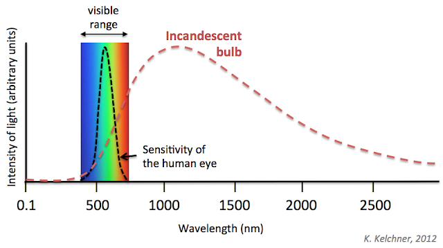 Incandescent bulbs wavelength