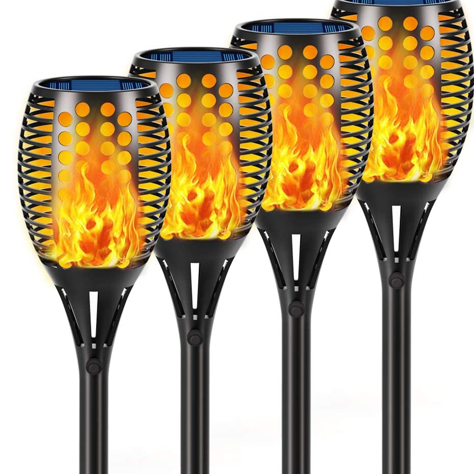 Aityvert Solar Lights, 43" Flickering Flames Torch Lights Outdoor Waterproof Landscape Decoration Lighting Dusk to Dawn Auto On/Off Security Flame Lights for Yard Garden Pathway Driveway 4-Pack
