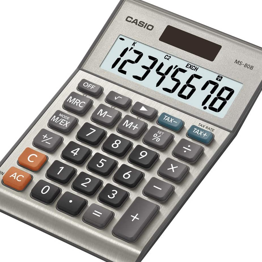 Casio MS-80B Standard Function Desktop Calculator,Black 147D×103W×28.8H mm