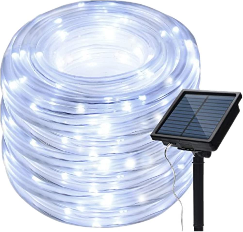 IMAGE 8 Modes Solar Rope Lights Outdoor String Lights 78.7Foot 20M Waterproof 200LED for Indoor Outdoor Garden Party Patio Lawn Decor White Color