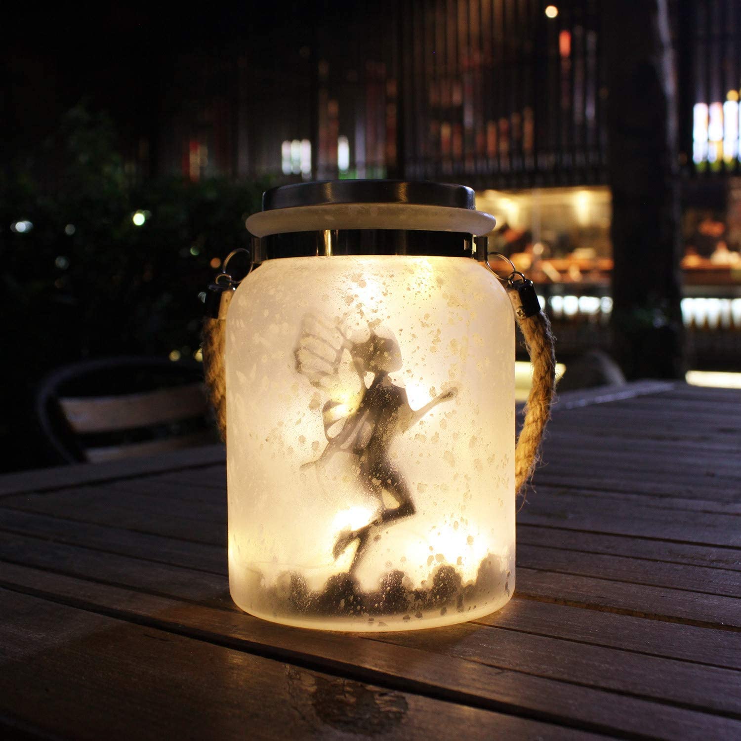 Kaixoxin Solar Lantern Fairy Lights Ideal for Great Gifts White Frosted Glass Hanging Jar Solar Lights Outdoor Decorative 20 Warm White Mini LED String Lights (Fairy) (1)
