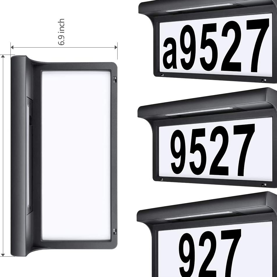 LeiDrail House Numbers Solar Powered Address Sign LED Illuminated Outdoor Metal Modern Plaque Waterproof for Outside House Yard Street