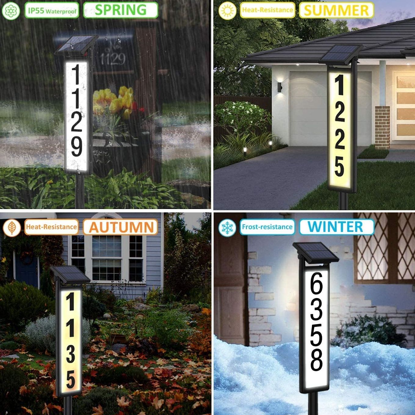 SUNGATH Lighted House Numbers for Outside, Waterproof Solar Address Signs for Yard with Stakes, Solar Powered LED Illuminated Address Plaques for Houses&Home (Height 35 Inches, 1 Pack)